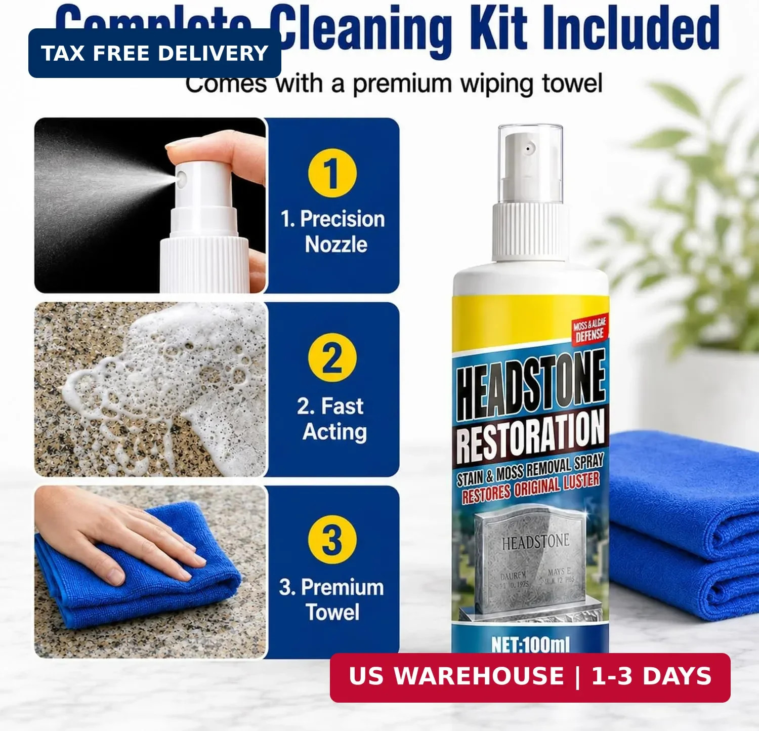 Headstone Restoration & Cleaning Spray,Tombstone & Monument Cleaning Spray,for G