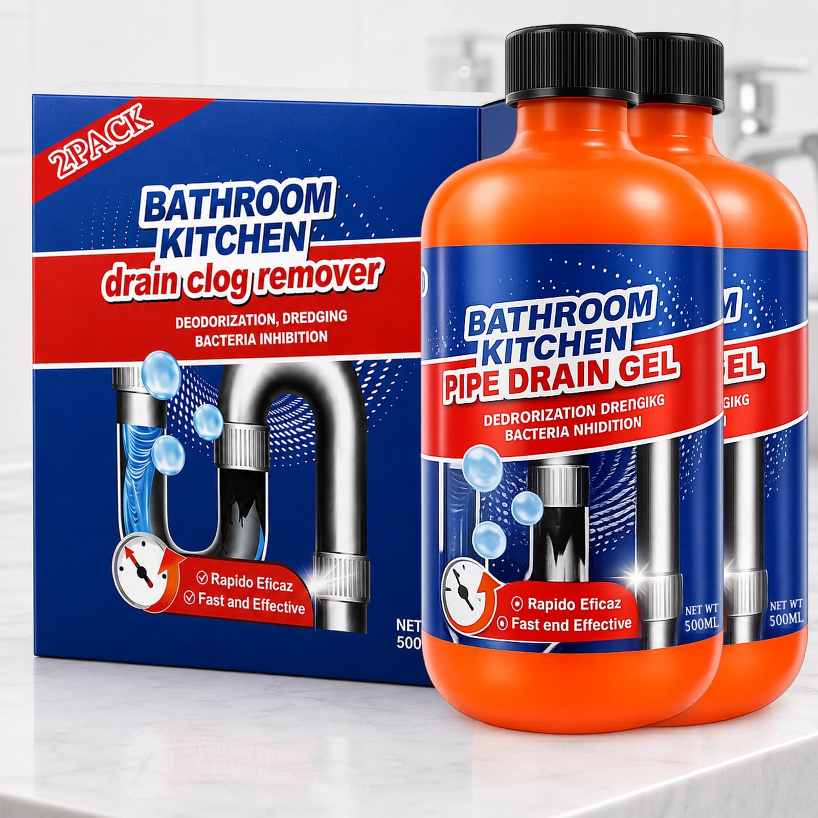 Drain Clog 2 Pack, Drain Clog Dissolver, Opener-Cleaner, Clog -Professional S…