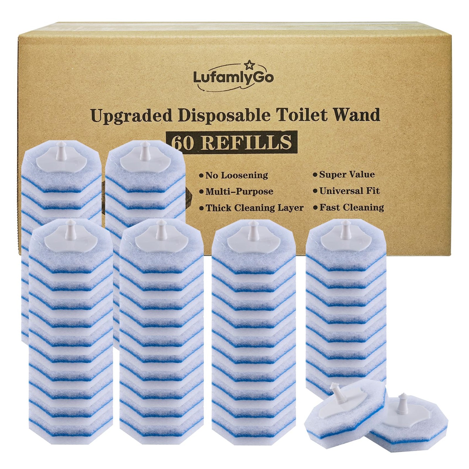 Upgraded 60pcs Wand Refills fits Clorox Wand, Thickened Cleaning Layer, Won’t…