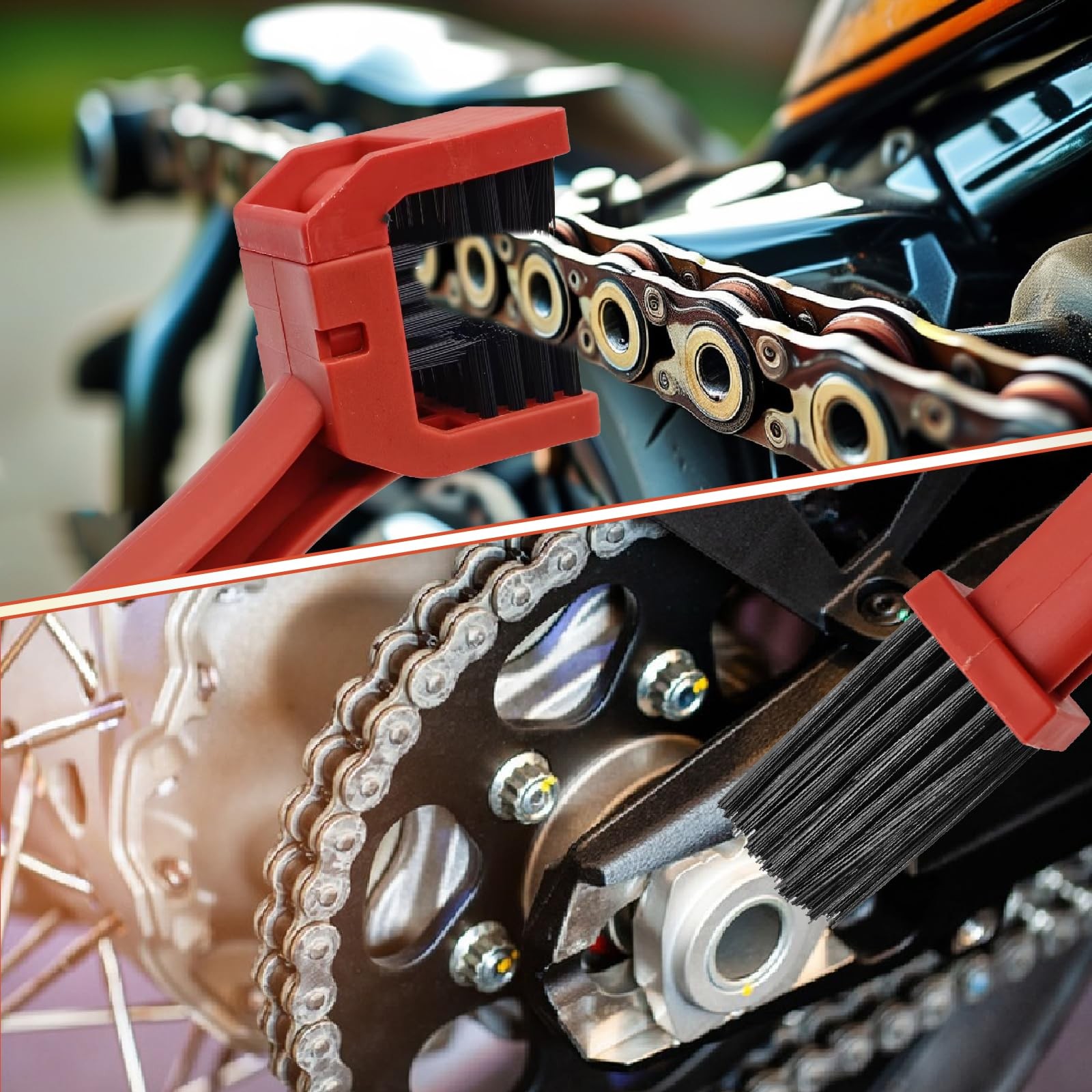 2 Pcs Motorcycle Chain Washer Bike Chain Scrubbing Brush Two Head Cleaning Brush