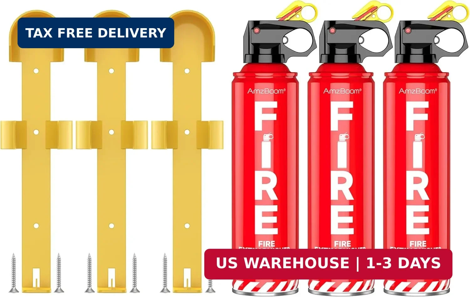 AmzBoom Fire Extinguishers Water-based for Home Kitchen, Car, & Boat 3 Pack-Port