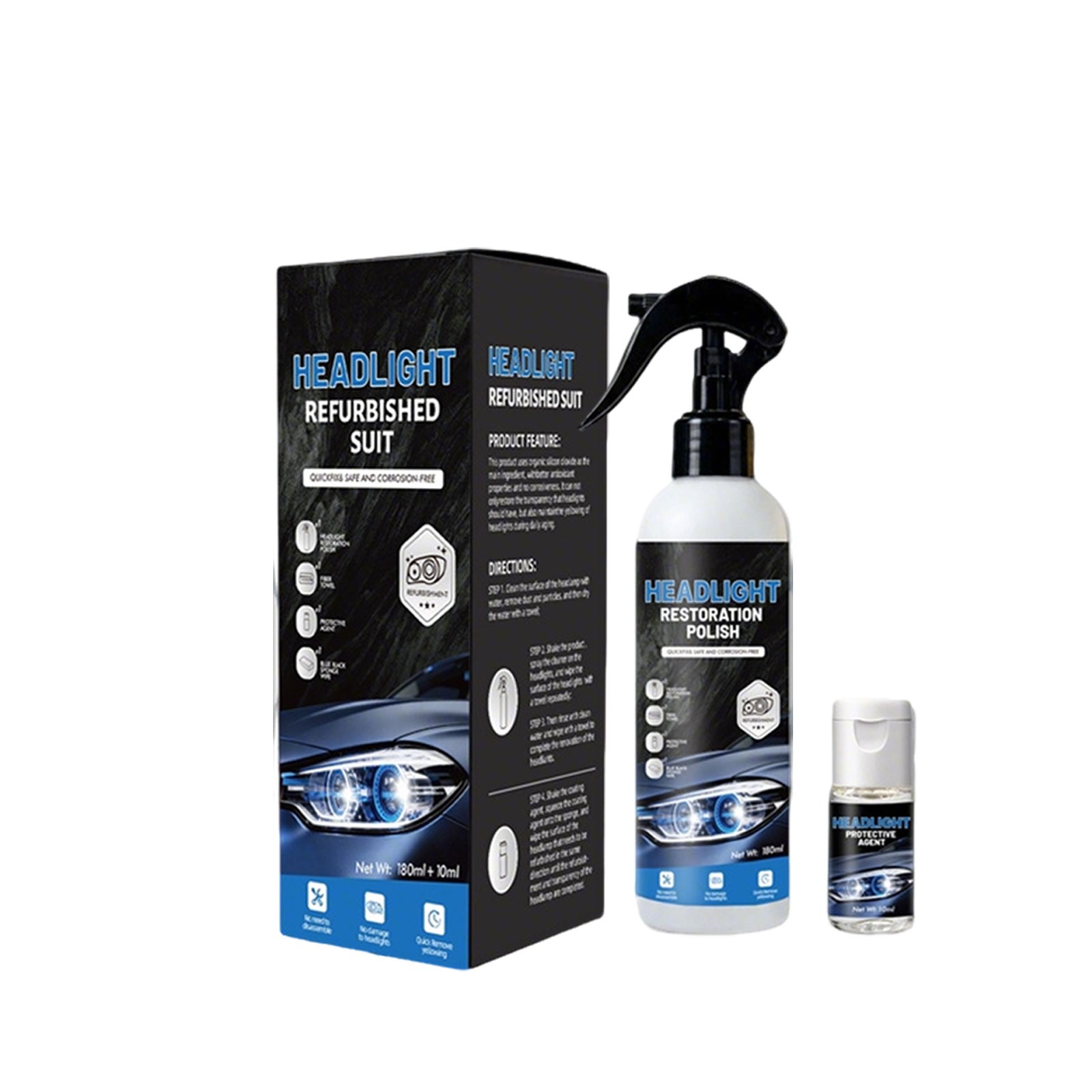 180ml Automotive Headlamp Restoration Fluid Kit Headlight Polishing Cleaner2026c