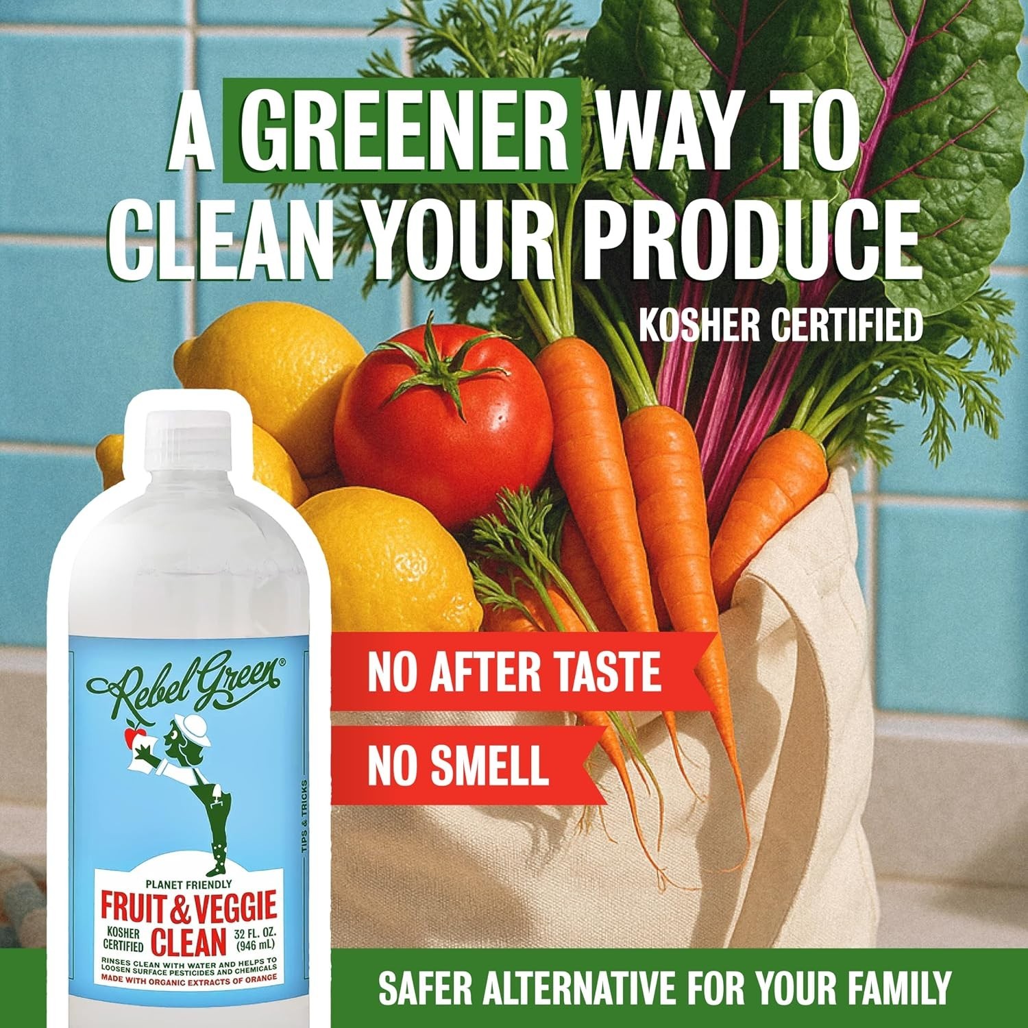 32 Fl Oz Natural Veggie & Fruit Wash – Removes Pesticides & Waxes Effectively