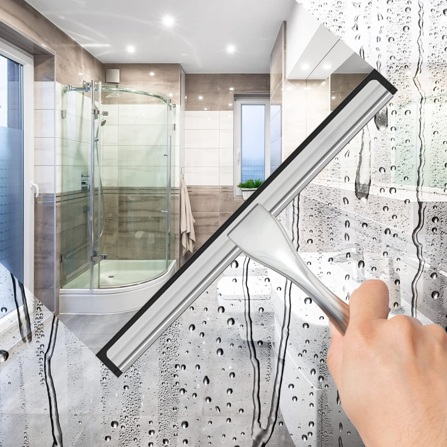 Bathroom Glass Cleaner Squeegee 10in