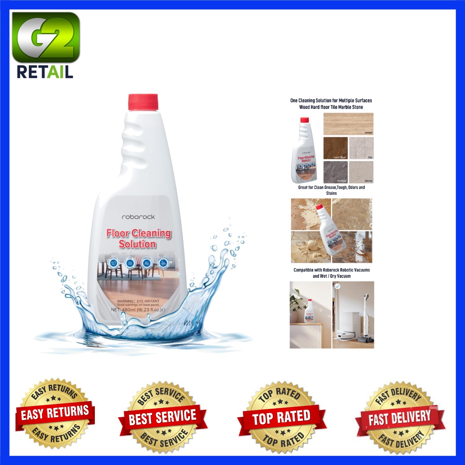 16.23 FL OZ Floor Cleaner for Hardwood, Tile & Laminate – Eco Friendly & Safe
