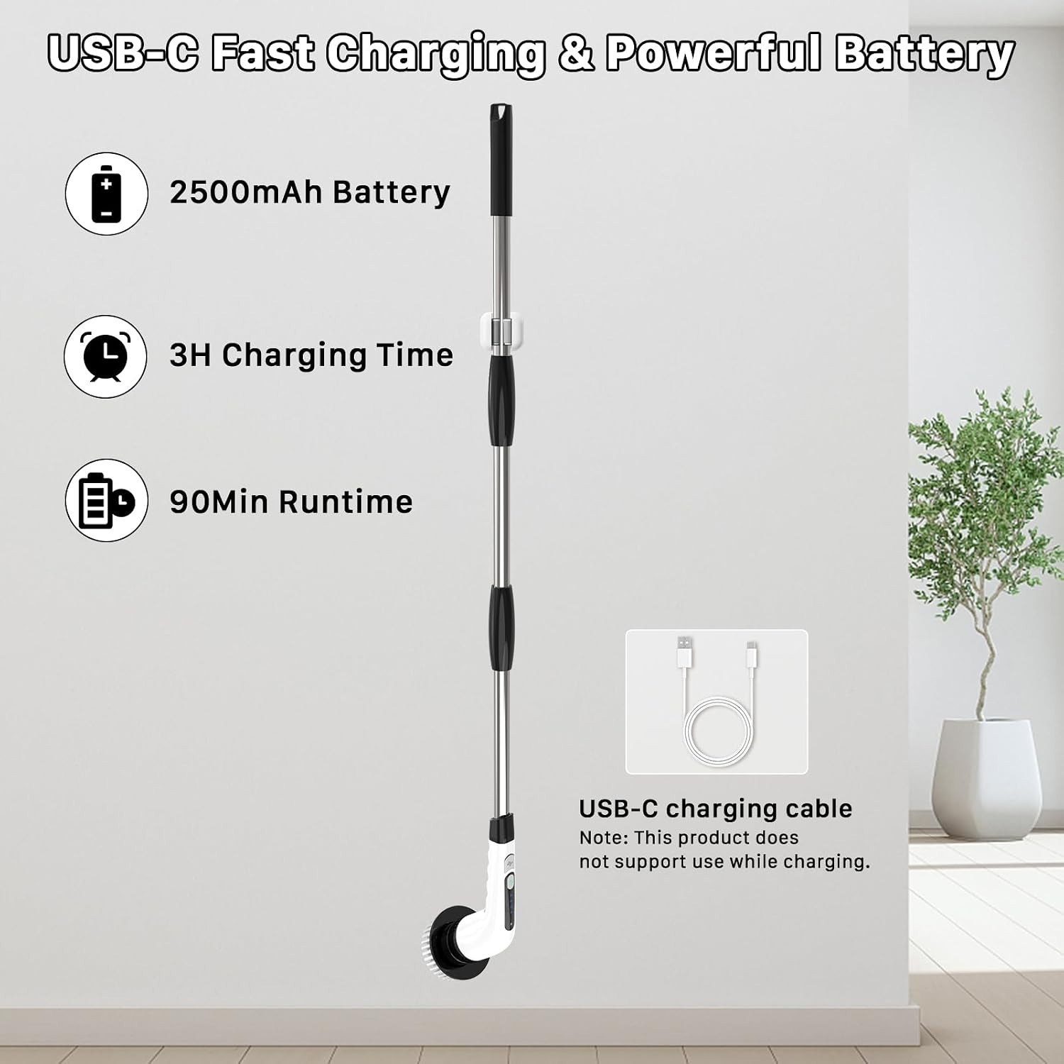 Electric Spin Scrubber,1200RPM Cordless Shower Scrubber, 2 Batteries