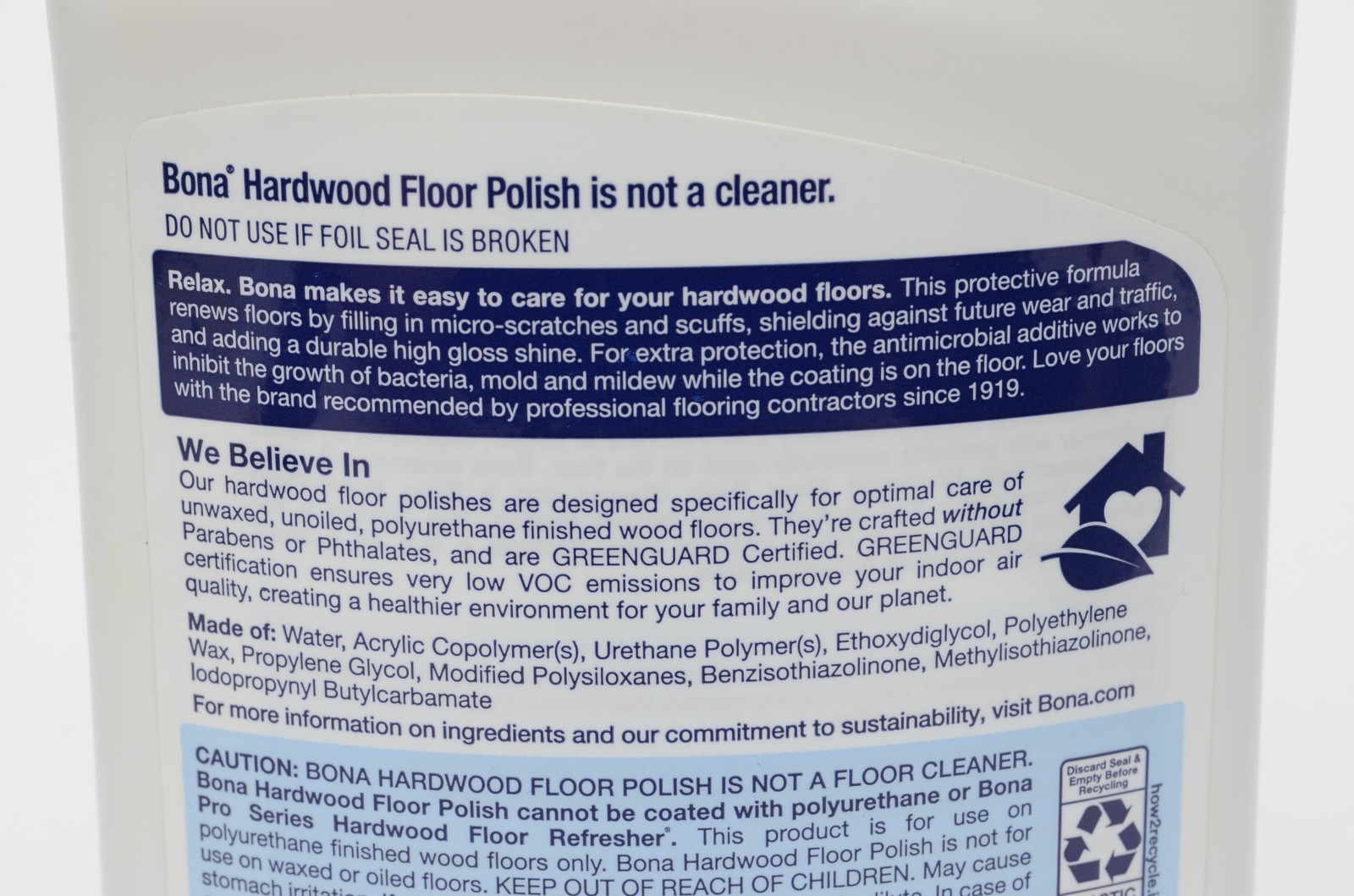 Bona Hardwood Floor Polish High Gloss 32oz Shine Restorer Refill Bottle New
