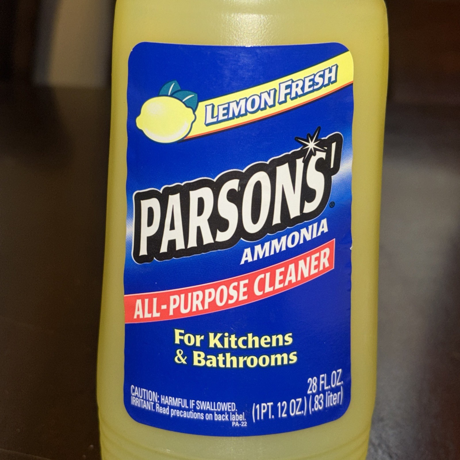 Vintage 1999 Parsons Lemon Fresh Ammonia Cleaner 28 Oz Full Bottle NOS