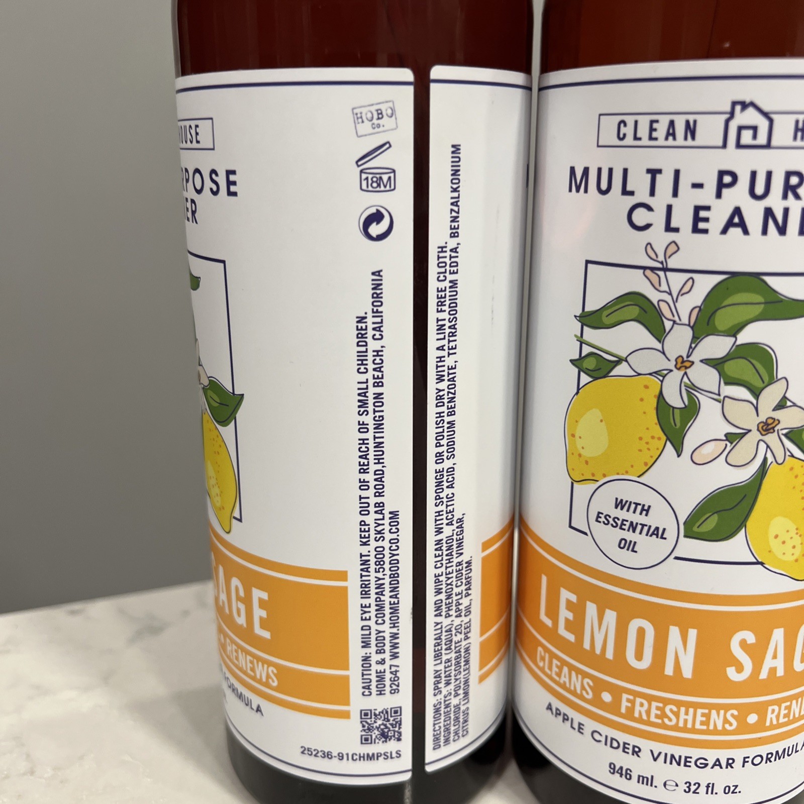 (2-Pack) CLEAN HOUSE ~ LEMON SAGE Kitchen Odor Deodorizer Cleaner Freshen Renew