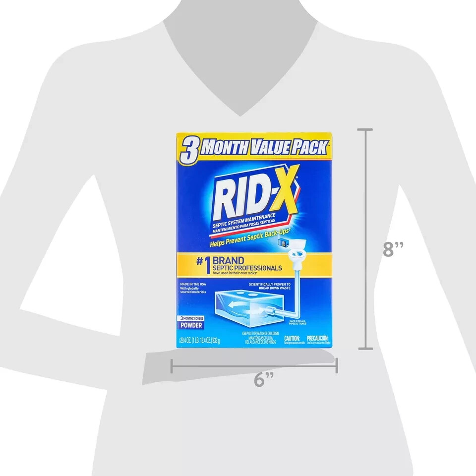 RID-X Septic Tank Treatment, 3 Month Supply of Powder, 29.4oz, 100% Biobased