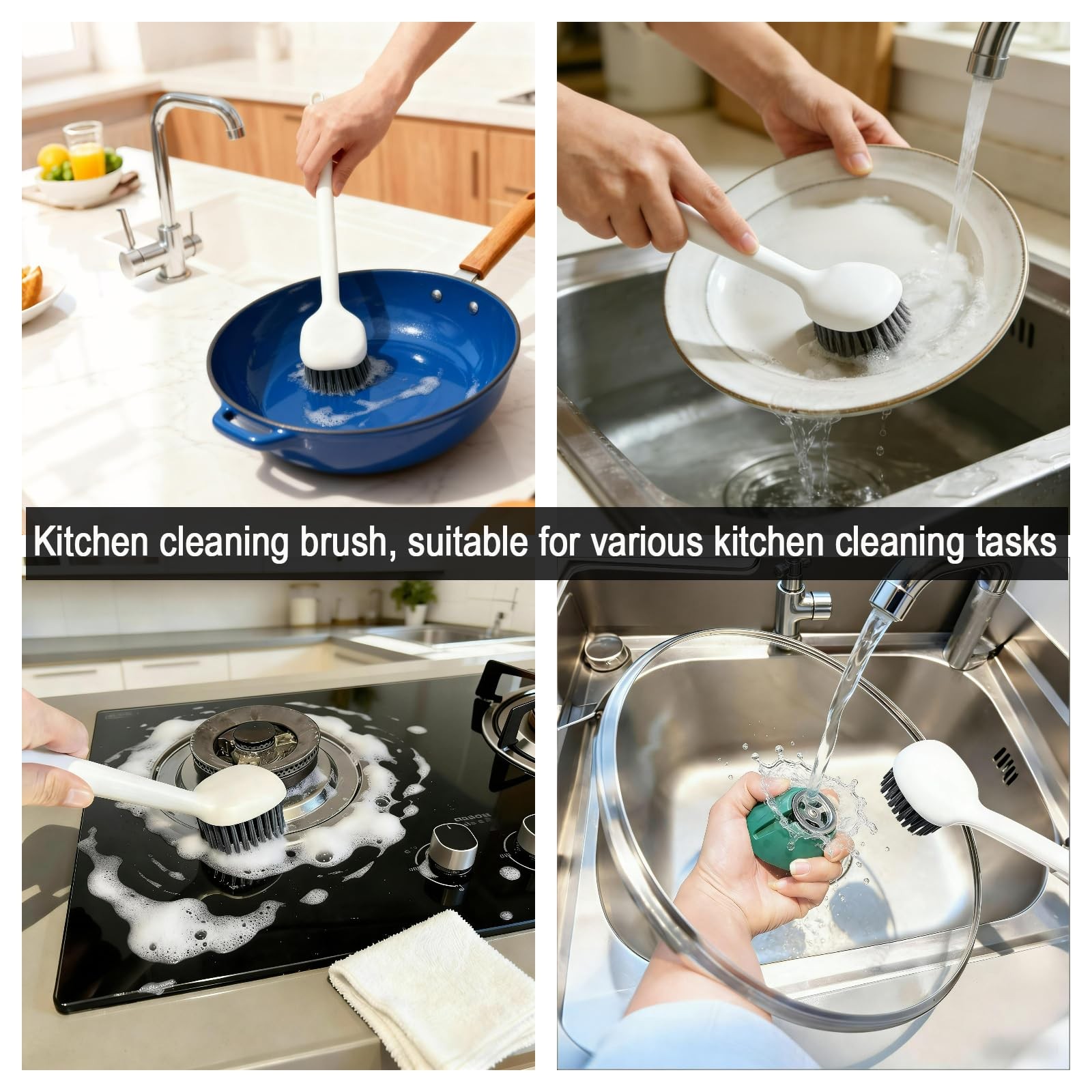 2-Piece Set Handheld Dish Brush with Brass Scrubber and Steel Scraper for Stu…