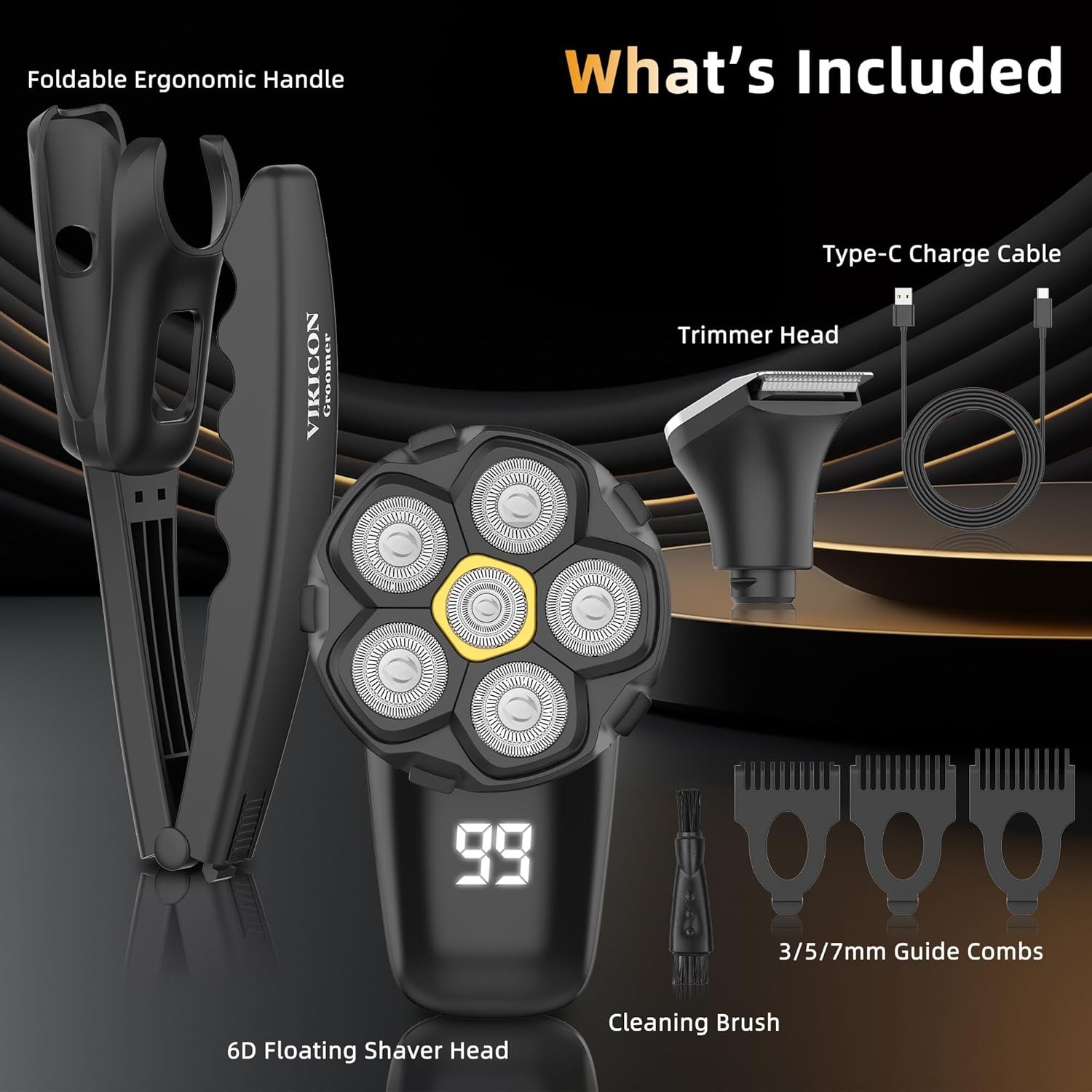Back Shaver for Men: Long Foldable Handle Electric Back Razor with 6D No-Scrat