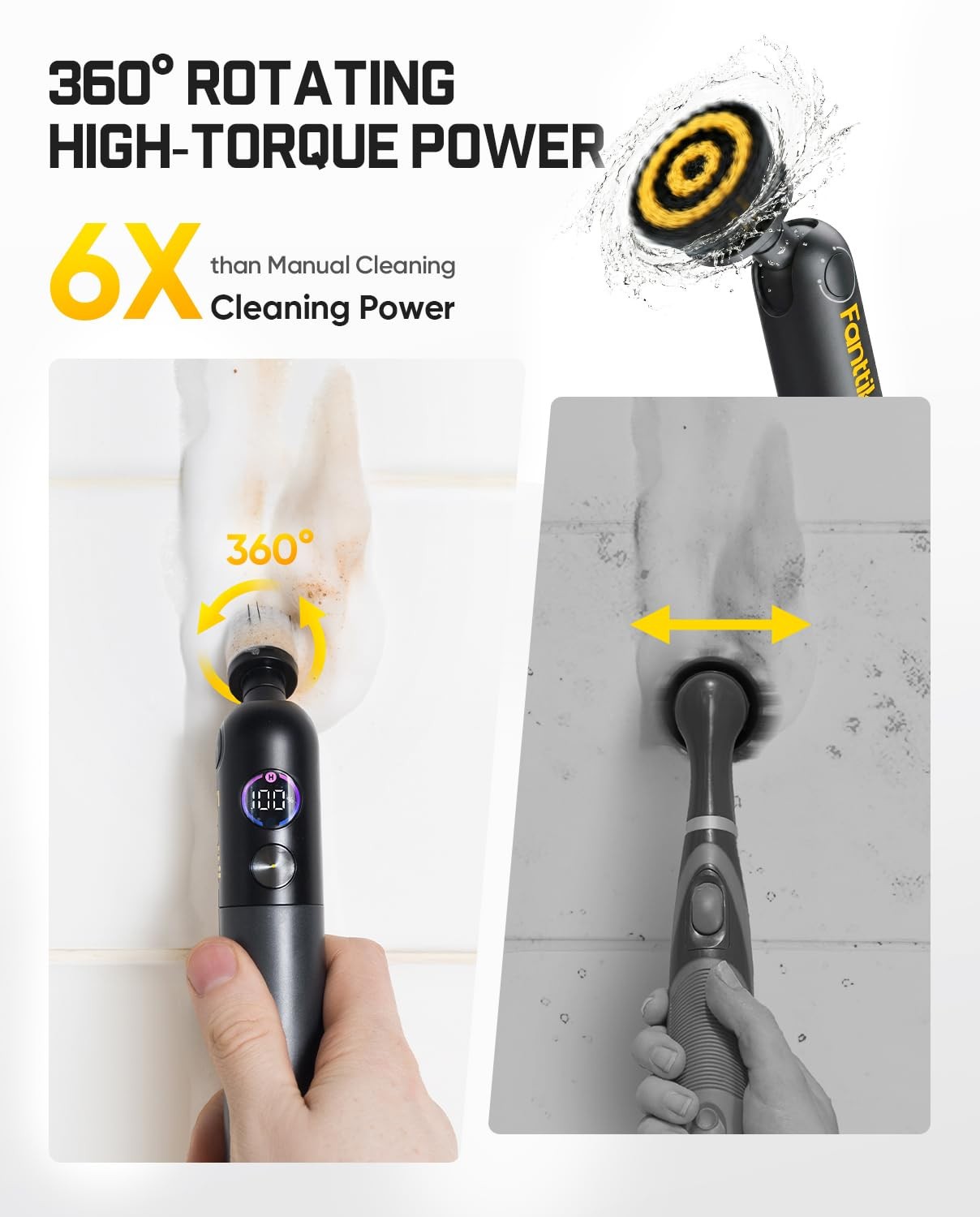 Flip G10 Nano HomeCare Cordless Electric Spin Scrubber, 360° High-Torque Rota…