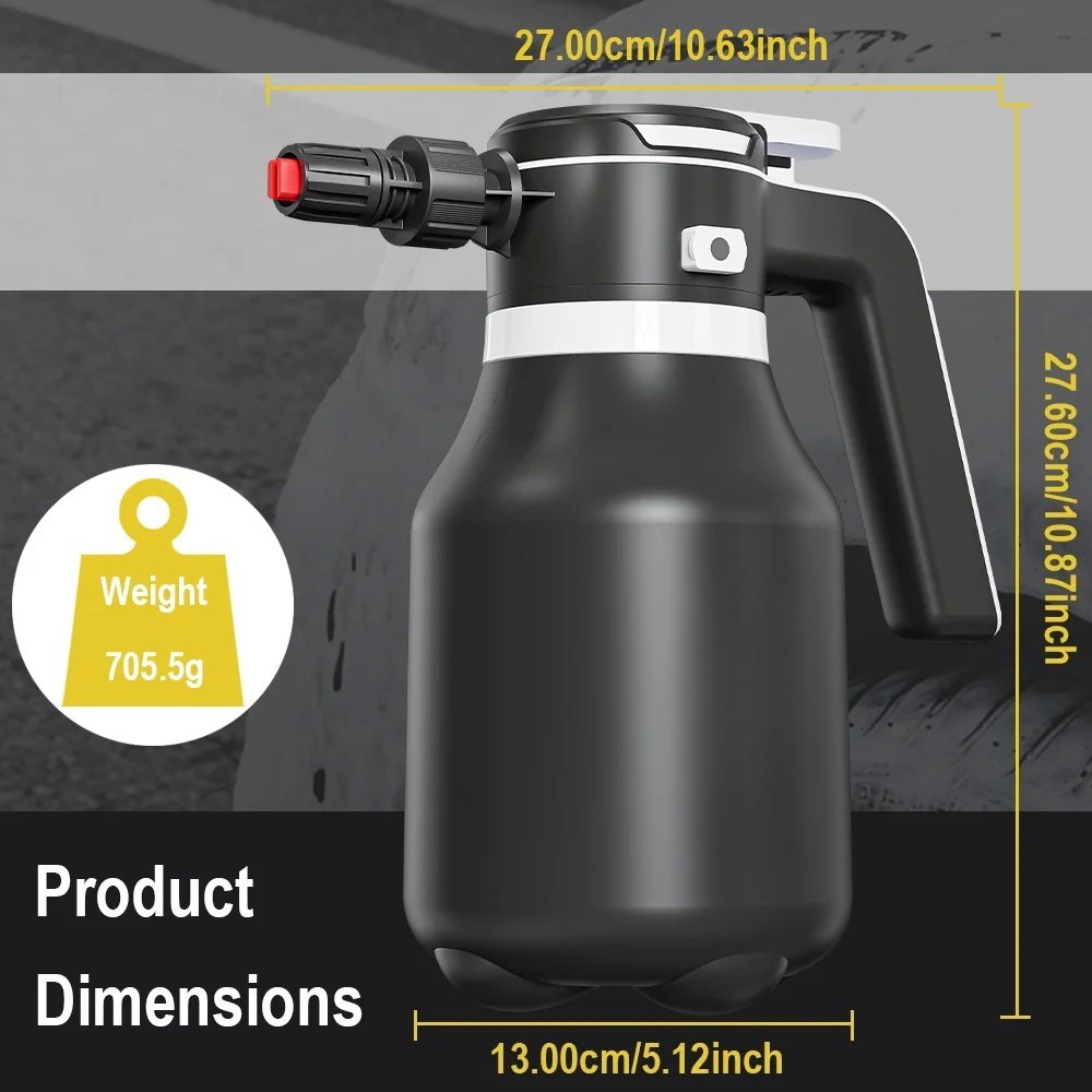 2000ML Electric Foam Sprayer Car Wash Gun Wireless Rechargeable 60° Spray Range