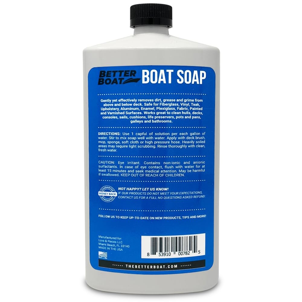 Premium Boat Soap, Concentrate Cleaner, 32 Oz, Wash and Wax for Freshwater an…