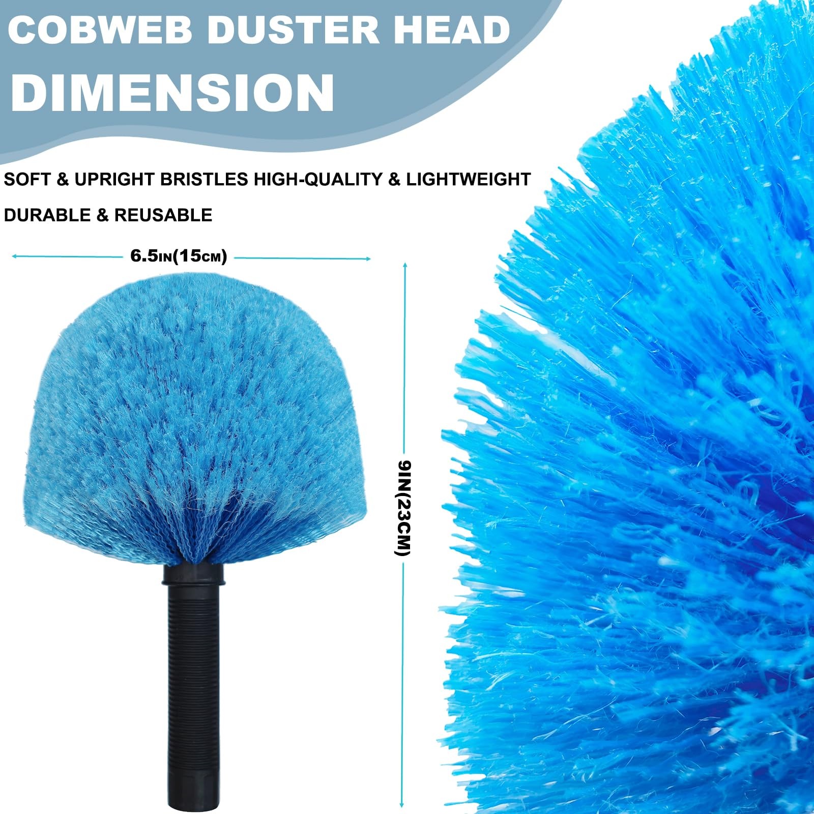 Twist-On Cobweb Duster Head Brush Indoor Outdoor Spider Web Remover Duster