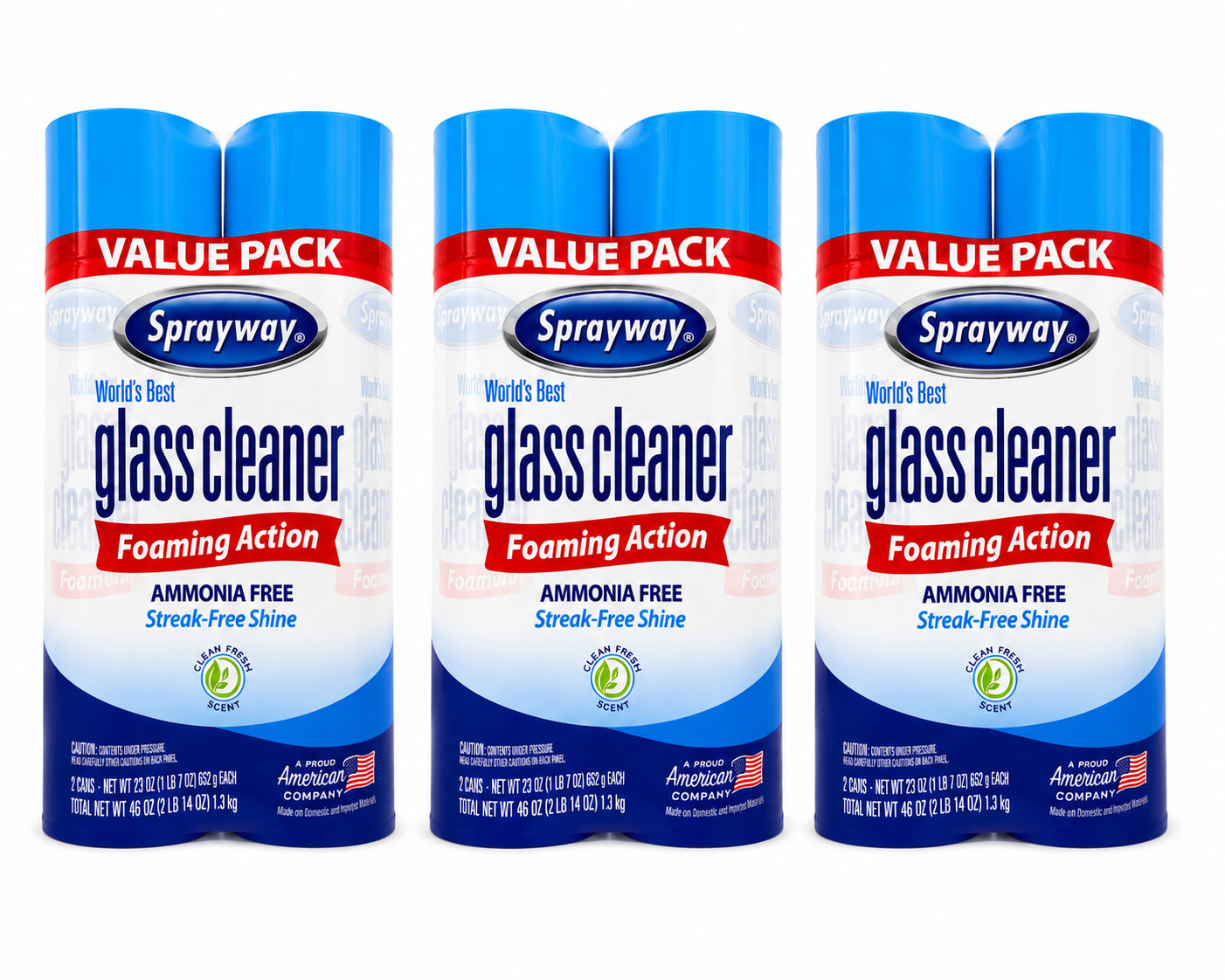 Sprayway Glass Cleaner 23 oz (6 Cans/3x Twin Packs) Foaming Aerosol Ammonia Free