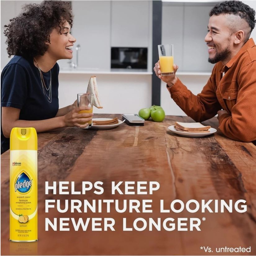 Pledge Enhancing Polish, Furniture & Wood Spray, Lemon Scent, 9.7Oz (Pack of 3)