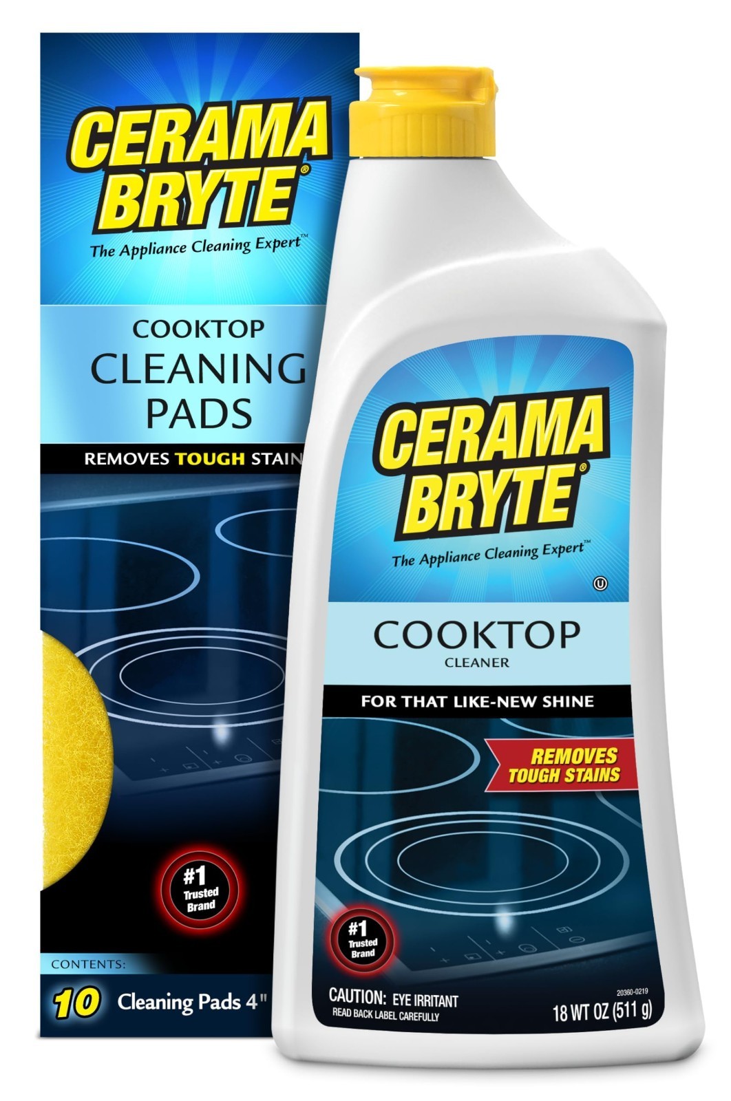 Glass Cooktop Cleaner Bundle – 10 Cleaning Pads, 18oz Stovetop Cleaner for Tough