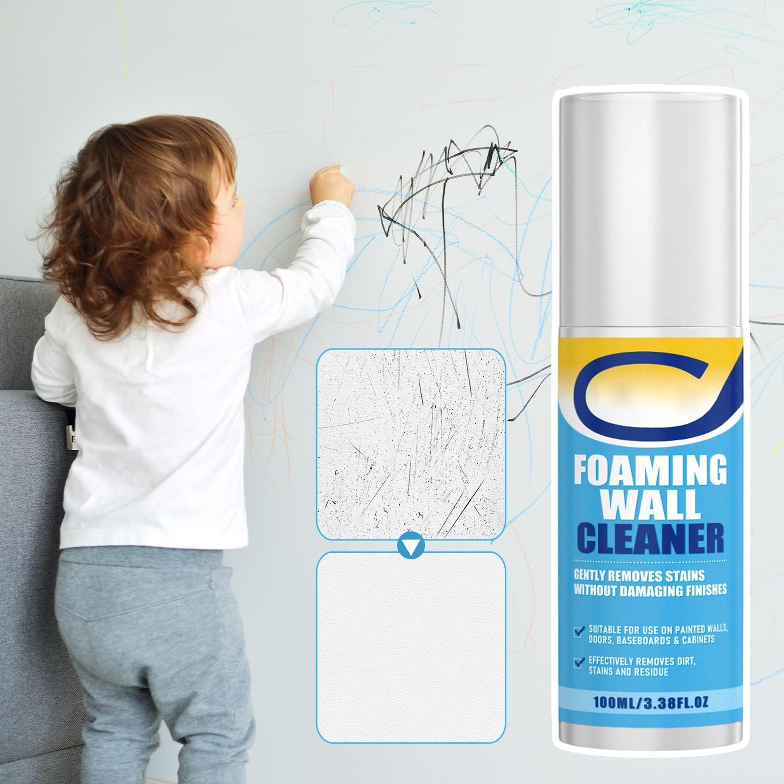 Foaming Wall Cleaner 100ml Stain Foam Spray Heavy Duty Kitchen Degreaser