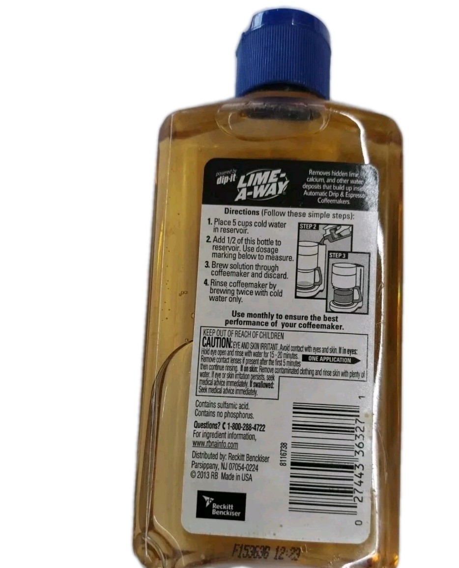 DIP-IT Lime-A-Way Coffeemaker Descaler & Cleaner 7 oz Liquid Bottle SEALED NEW