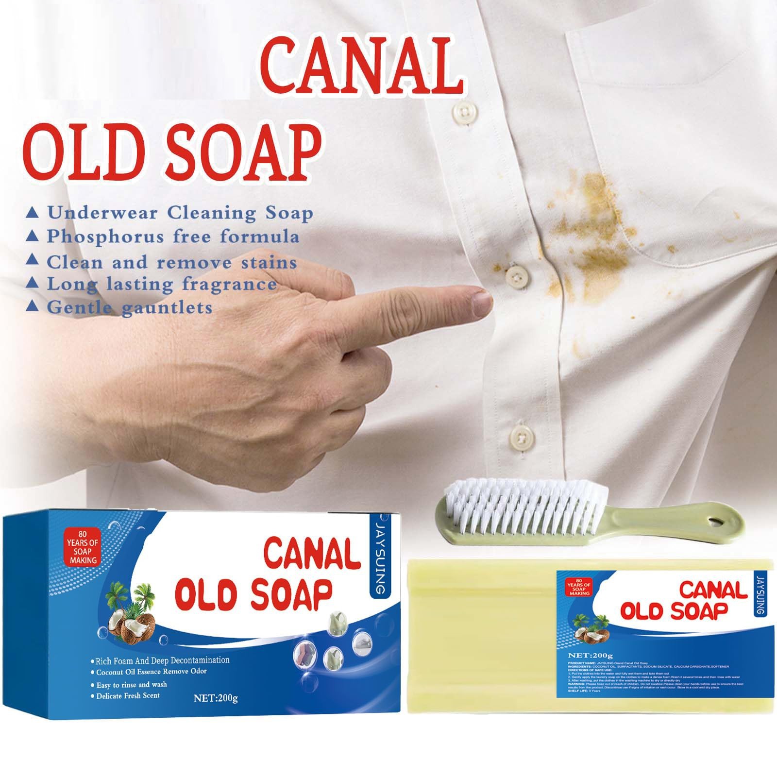 Canal Old Soap Coconut 200g Heavy Duty Cleaning Bar for Kitchen & Laundry