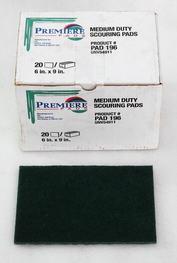 NOS PREMIRE PADS 6 IN.X9 IN. MEDIUM DUTY SCOURING PADS PRODUCT PAD 196 UNV54911