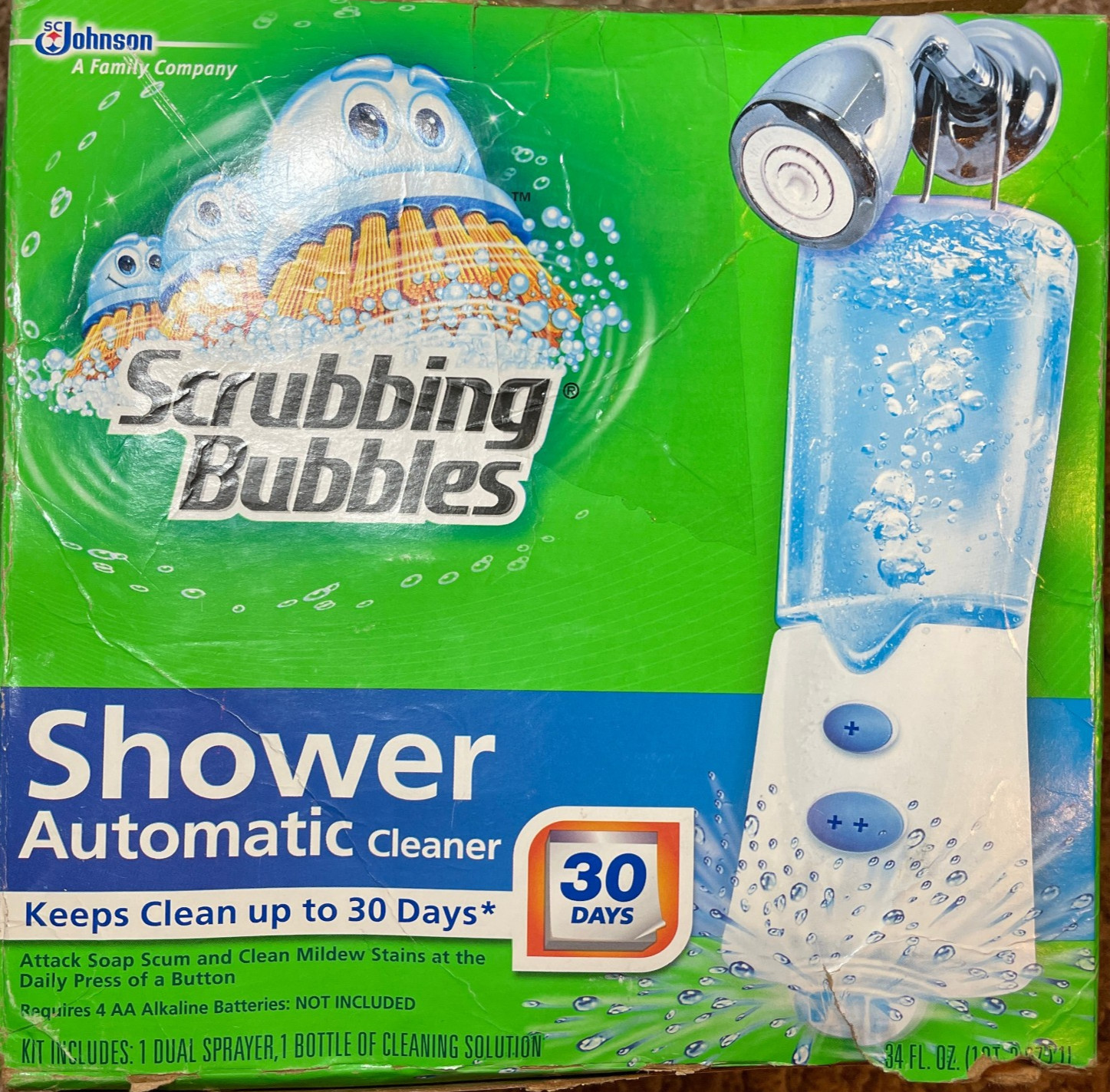 RARE Scrubbing Bubbles Automatic Shower Cleaner Bathroom Two Button Booster