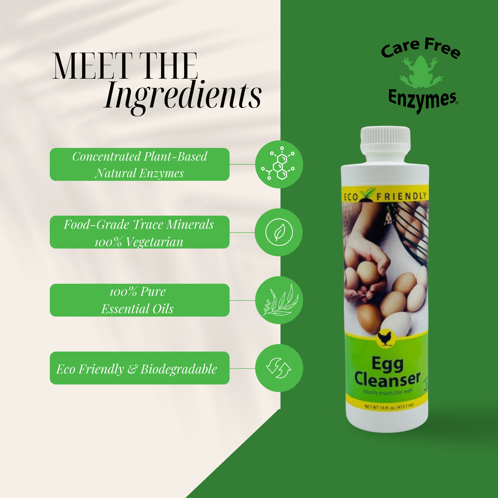 Natural Egg Cleanser & Wash | Removes Dirt & Contaminants Safely | 16 oz, 33.9 o