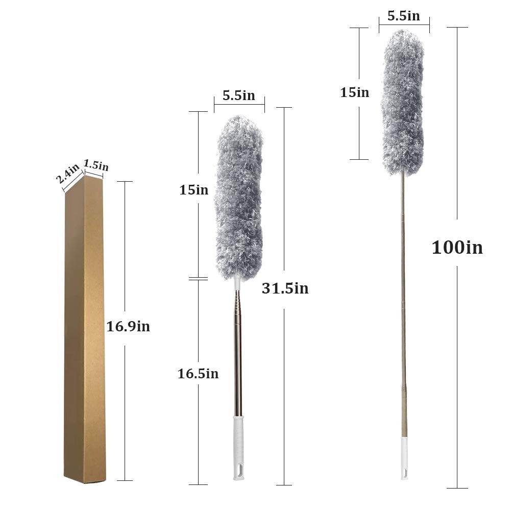 Feather Cleaning Duster With Handle Telescoping Extendable 100 Extra Long Pole