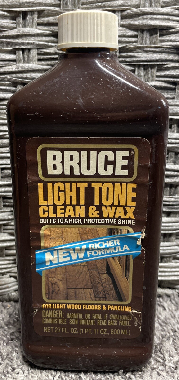 Vintage Bruce Light Tone Clean Wax Wood Floors Paneling 27 fl oz Bottle 35% Full