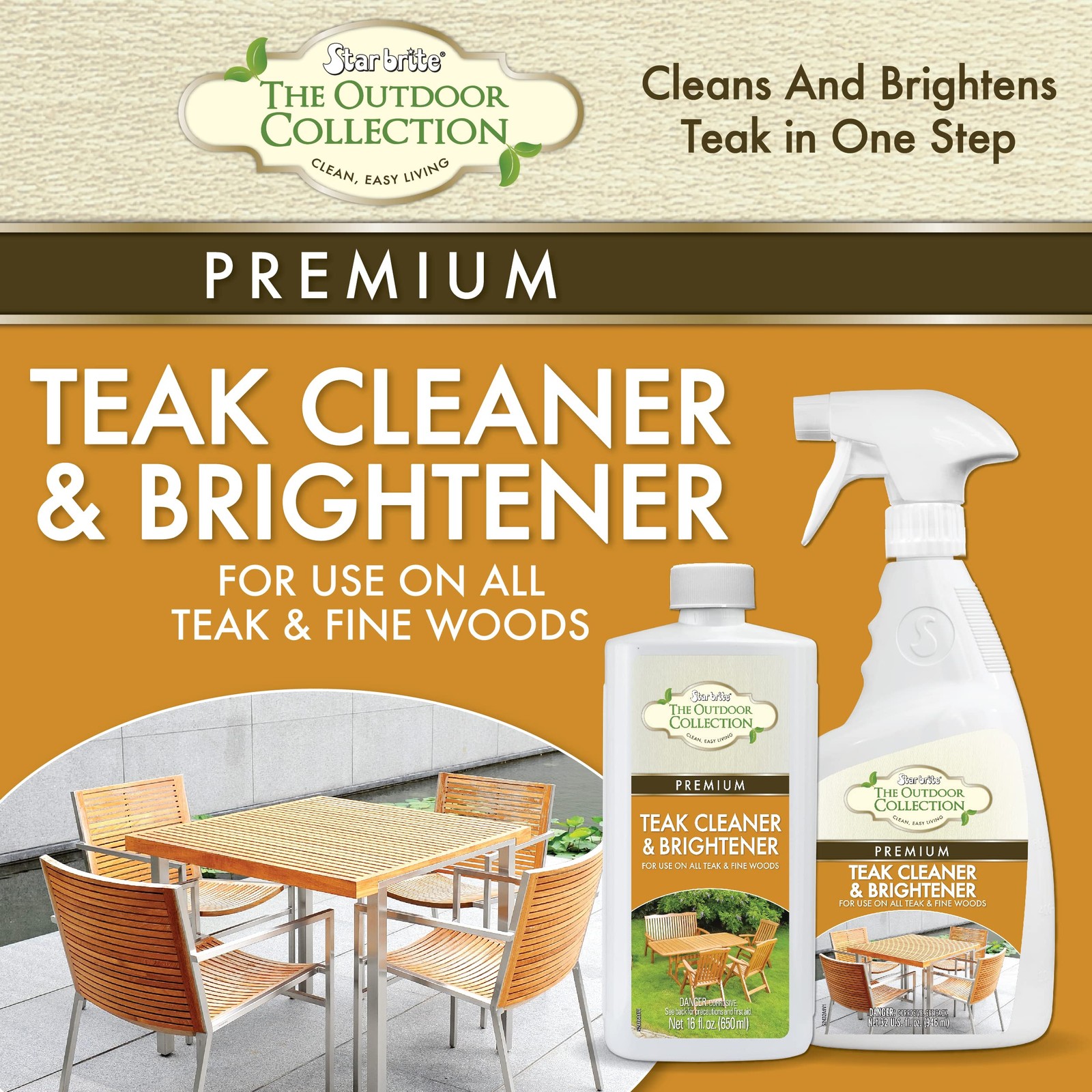 HeavyDuty Teak Cleaner & Brightener 16 OZ for Outdoor Wood Restoration