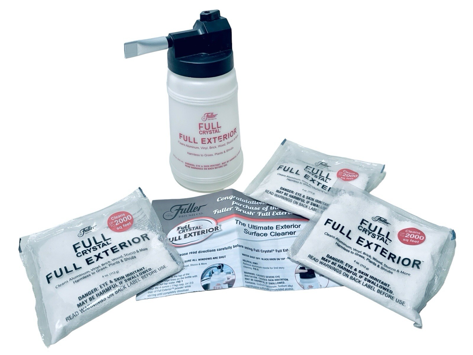 Fuller Brush Co Full Crystal Full Exterior 32 oz Dispenser & 3-4 oz Powder Packs