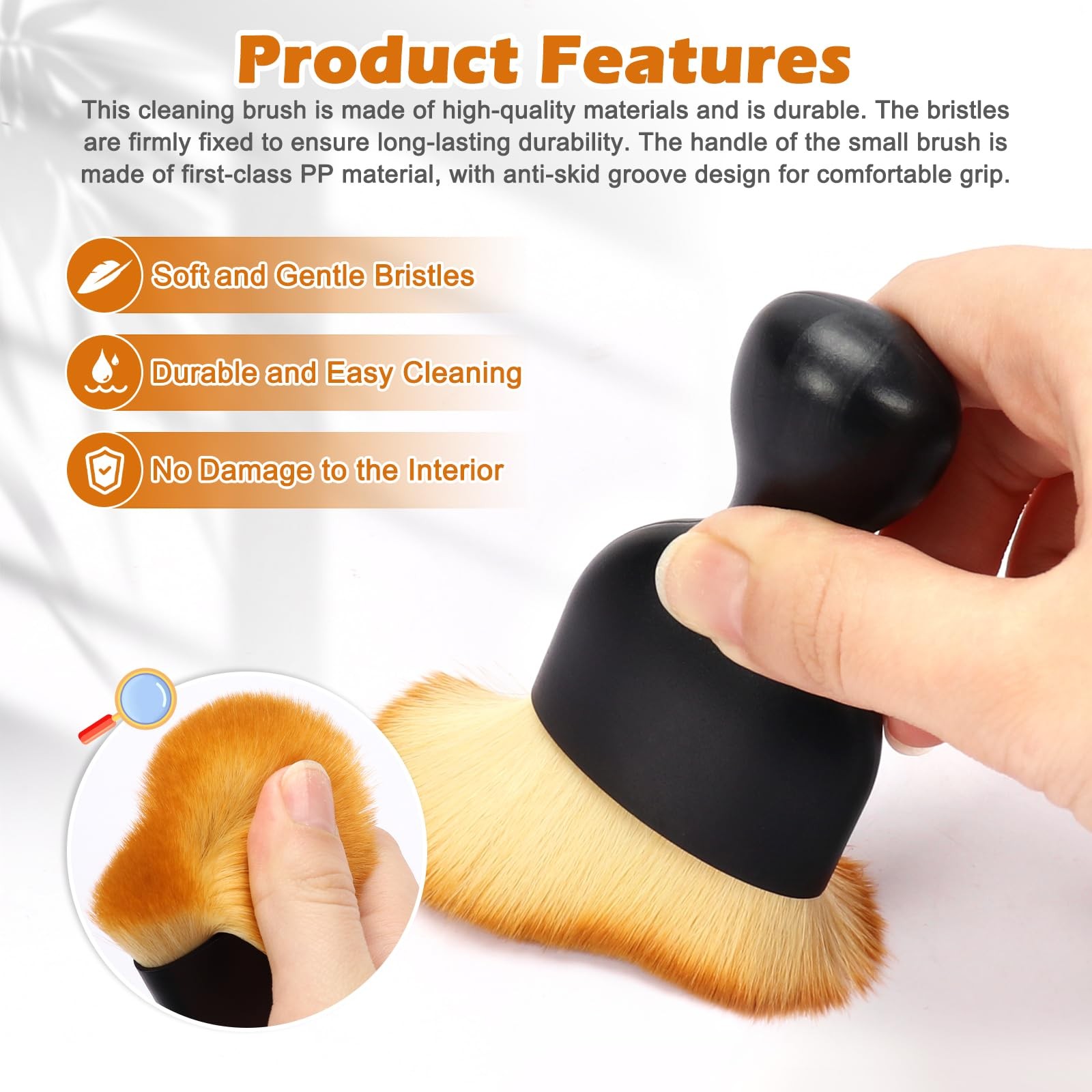 Auto Car Detailing Brush Set Car Interior Cleaning Kit Includes 3 Boar Hair D…