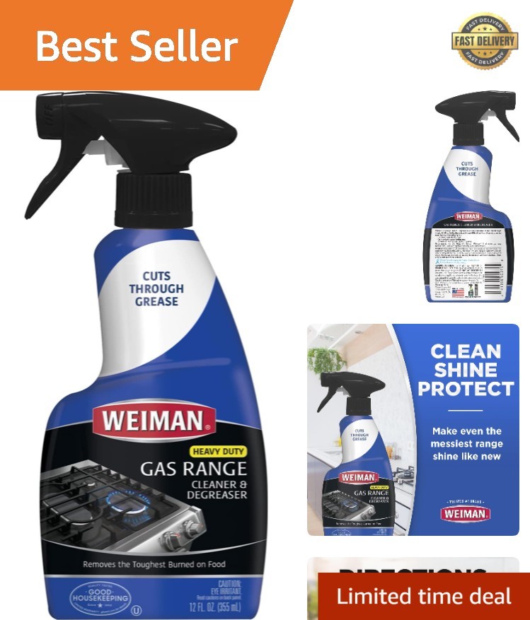 Powerful Degreaser for Gas Ranges – Streak-Free Spray, 12 oz, Natural Formula