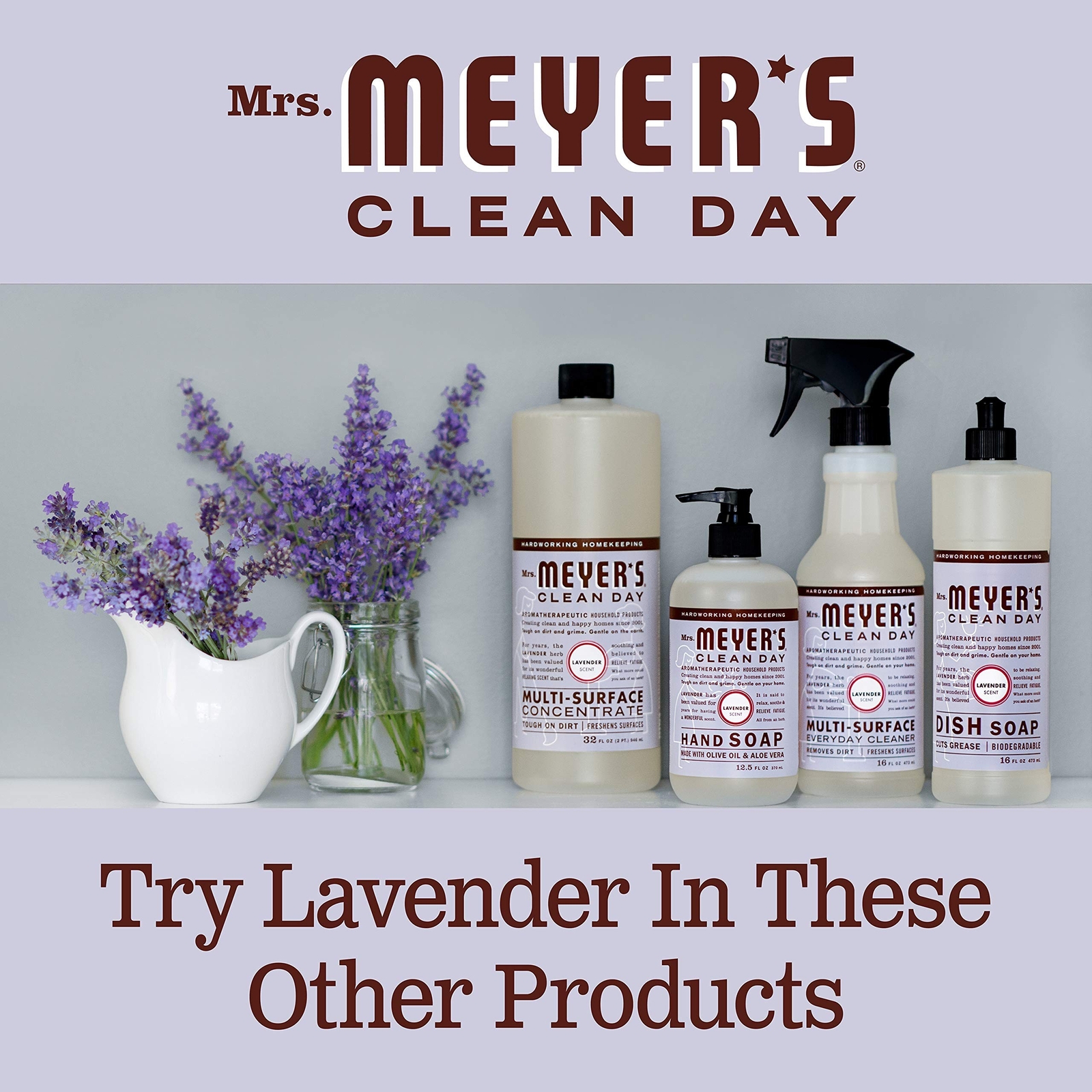 Mrs. Meyer’s All-Purpose Cleaner Spray, Lavender, 16 fl. oz – Pack of 3