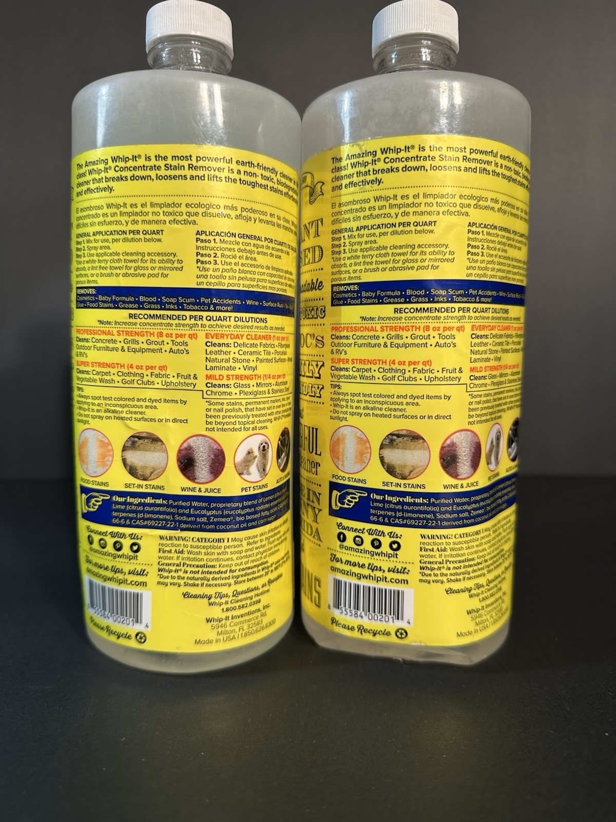 Whip-It Concentrate All Purpose Cleaner & Stain Remover Non Toxic 2 – 32oz New