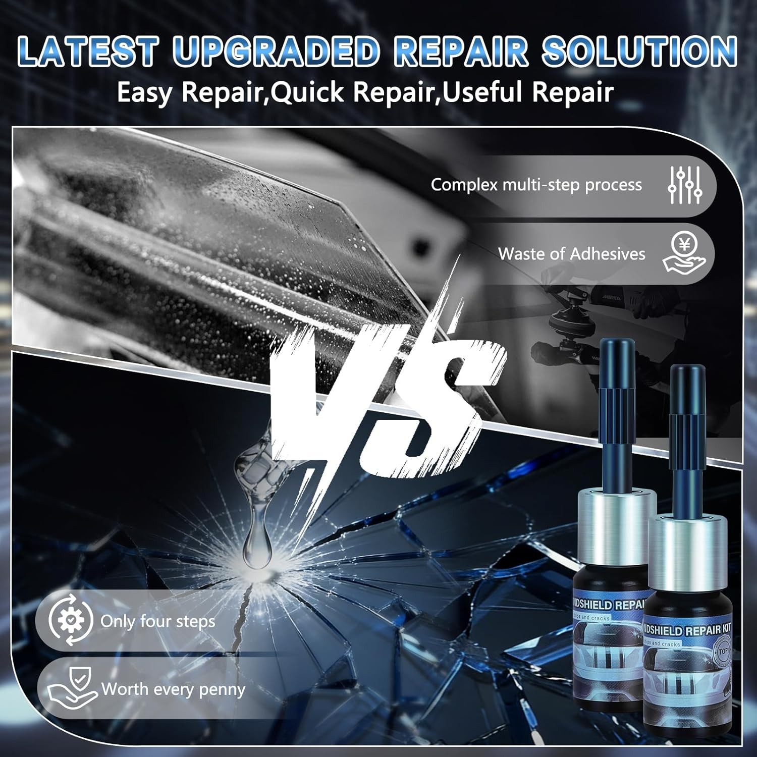 Windshield Chip Repair Kit 6ml Clear Auto Glass Repair Kit Crack Fix Solution