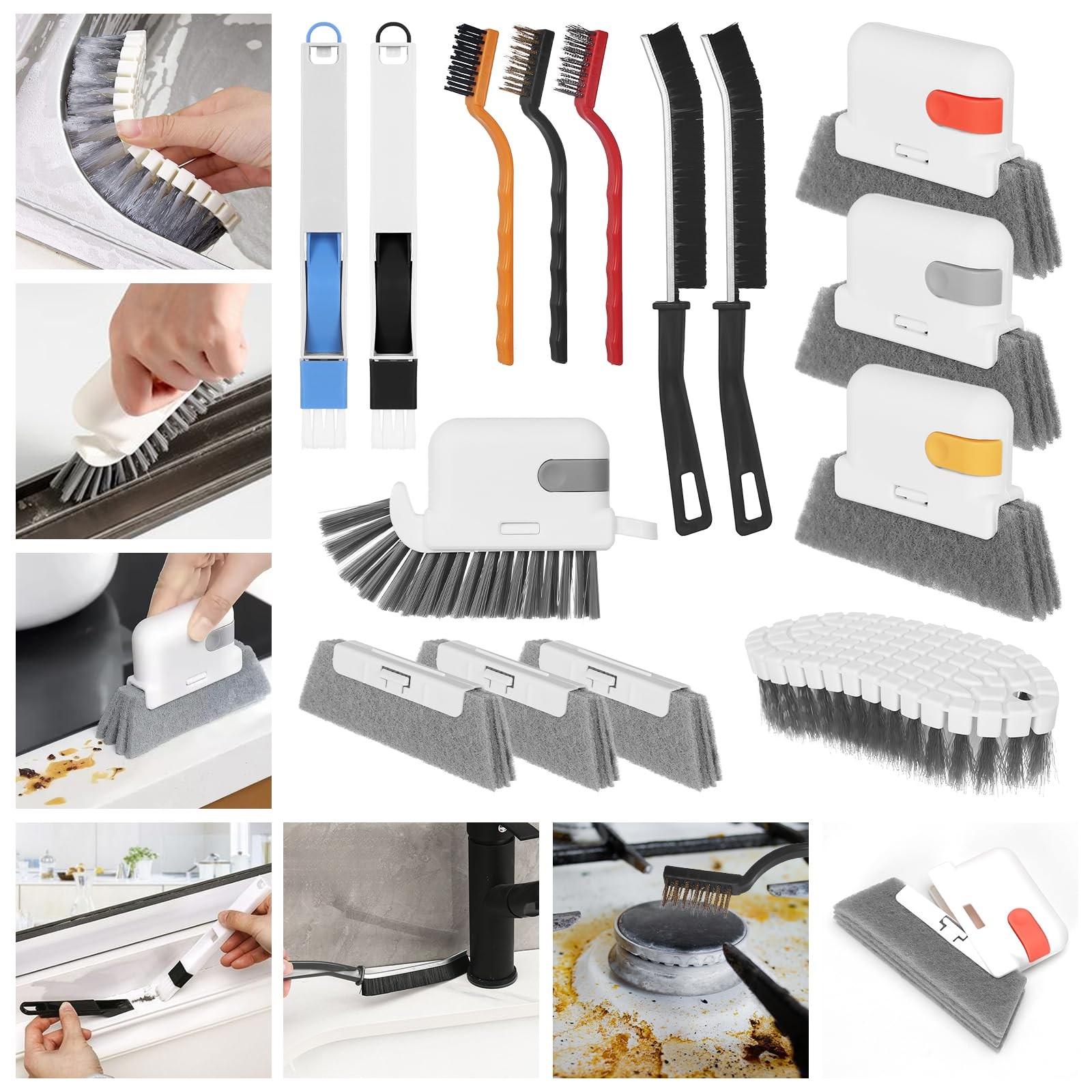 15 Pcs Window Groove Cleaning Brush Tool, Door Window Track Cleaner Groove Ga…