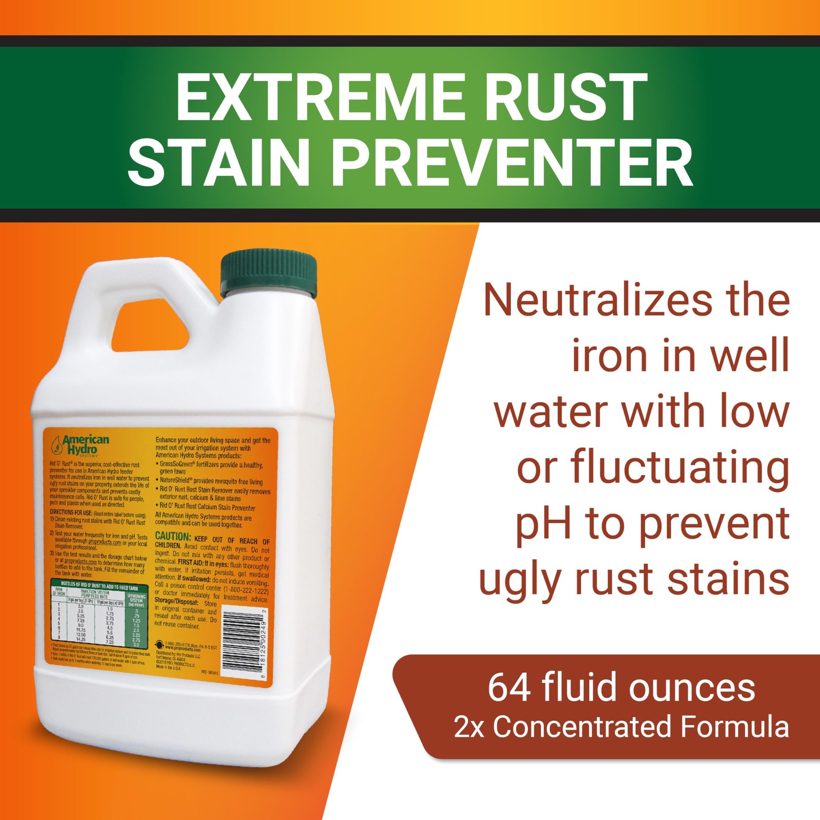 Outdoor Rust Preventer, 64 oz – Stop Irrigation Stains, Extreme Water Formula