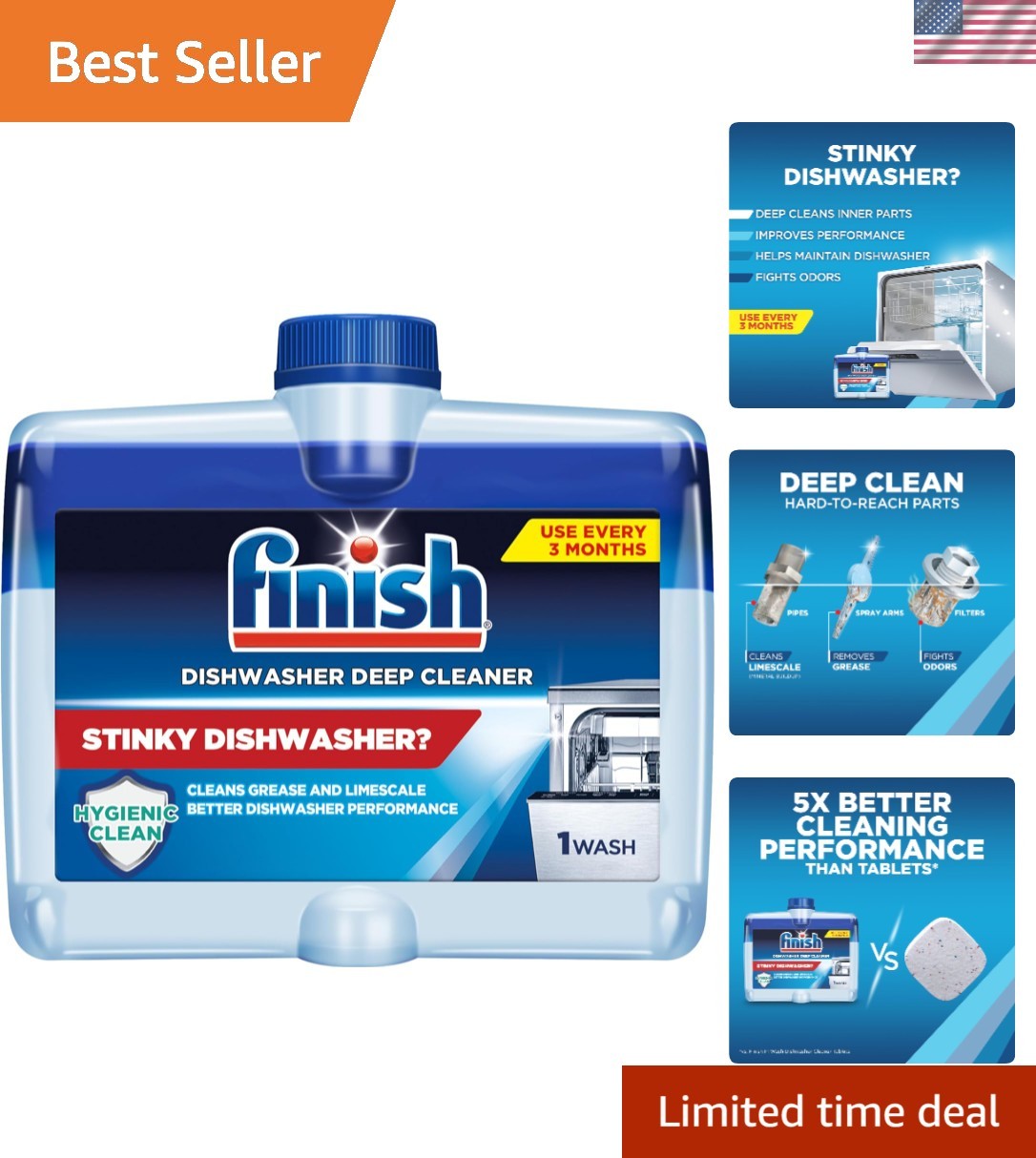8.45oz Finish Dishwasher Cleaner – Fights Limescale, Odors & Boosts Performance