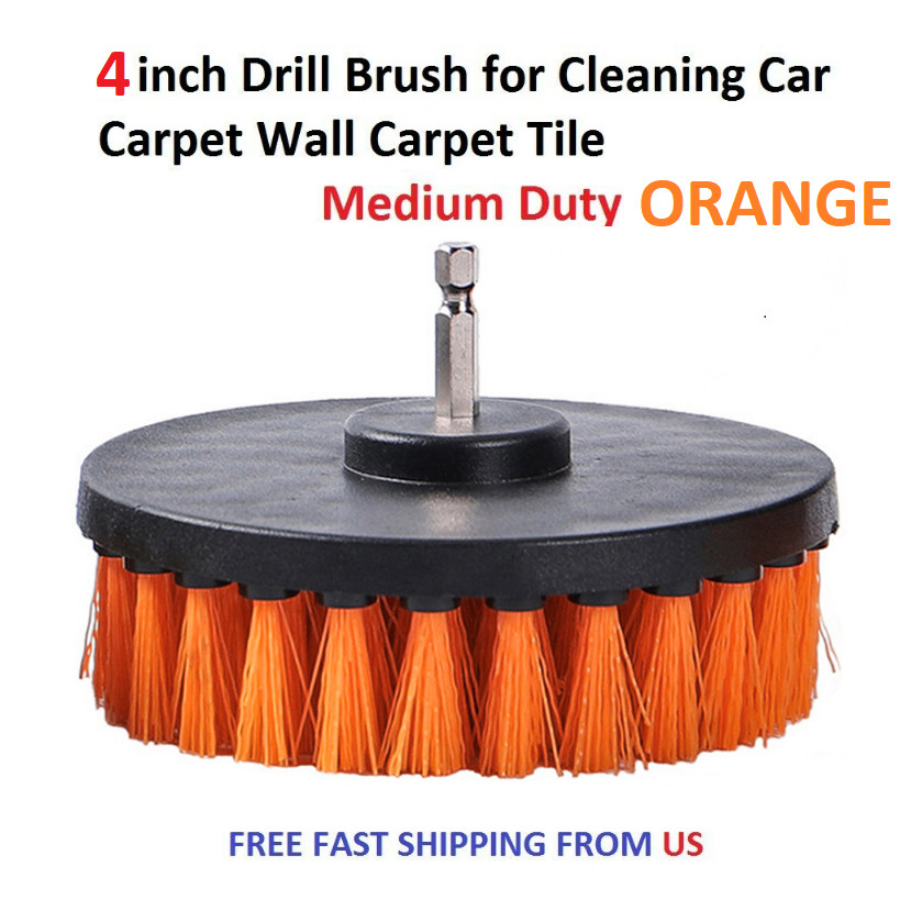 4 inch Drill Brush for Cleaning Car Carpet Wall Carpet Tile Medium Duty ORANGE