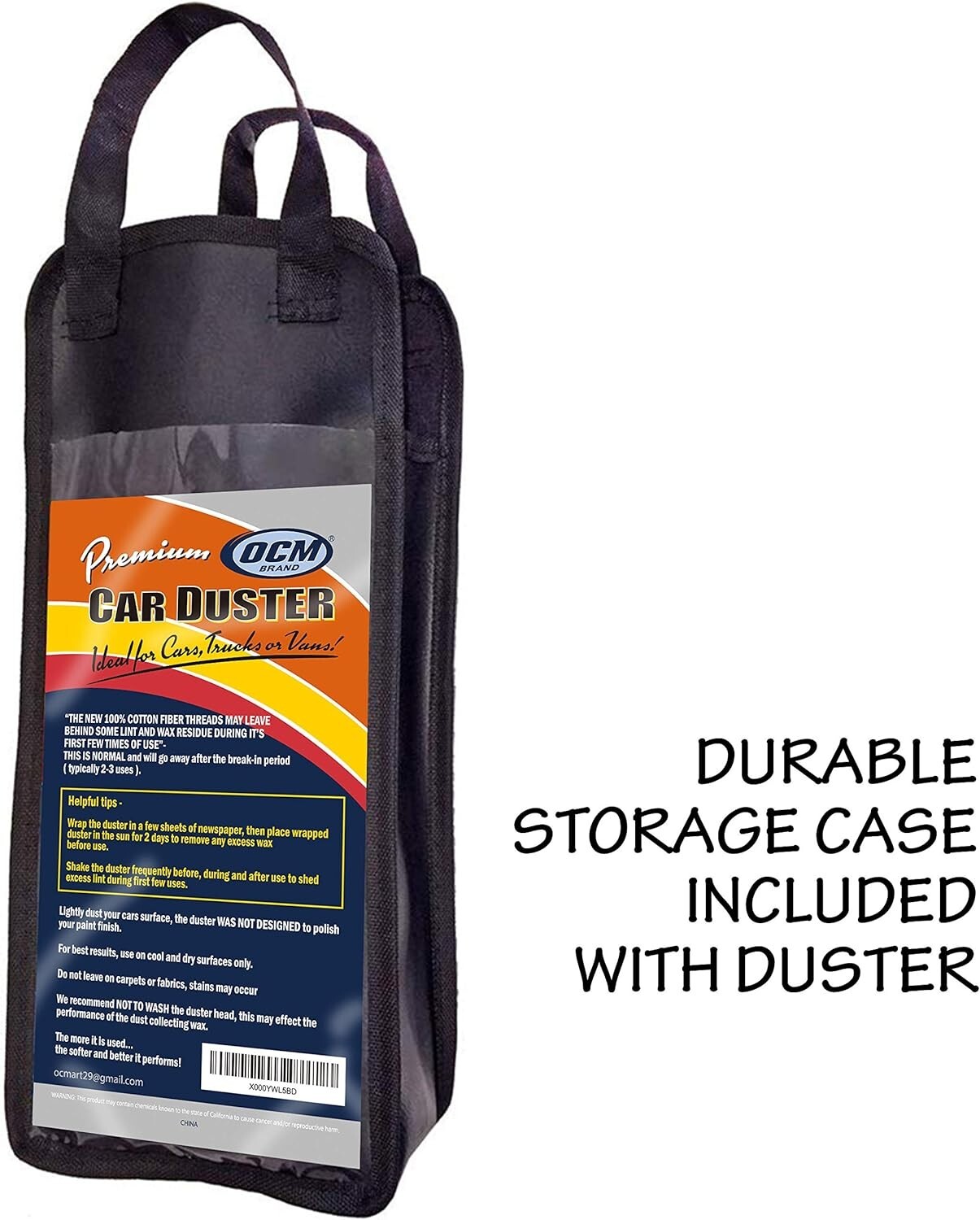 Premium Extra Large Car Duster with Durable Solid Wood Handle Includes Storag…