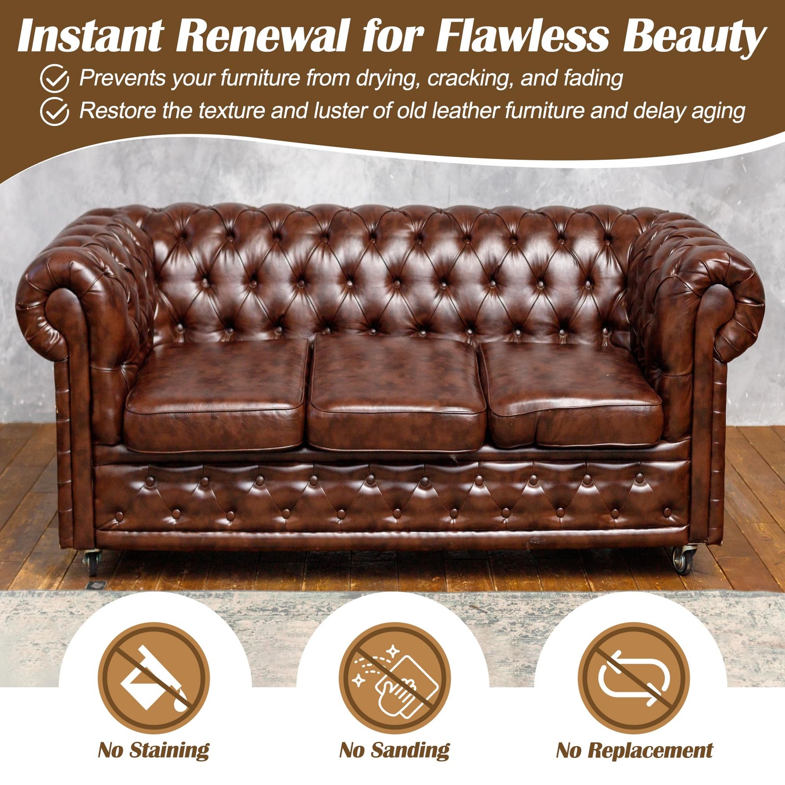 1+3 Furniture Salve for Leather & Wood with Brush Set, Cream & Wax Restorer f…