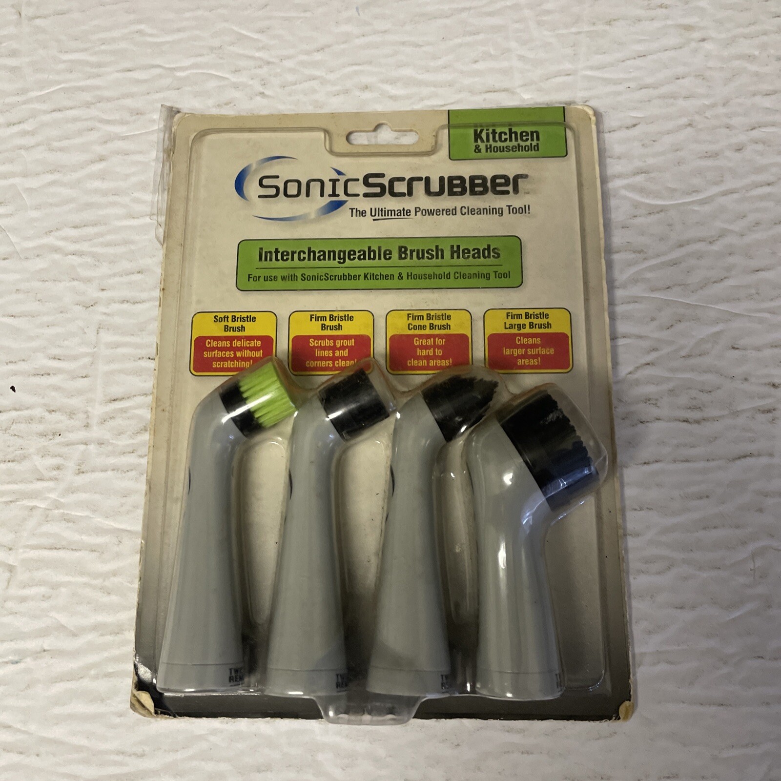 Sonic Scrubber Power Cleaner Interchangeable Brush Heads 4 Count