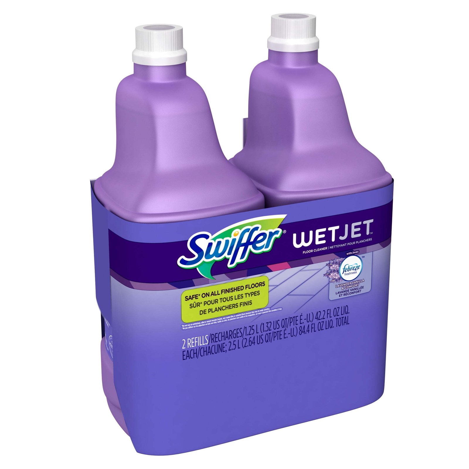 WetJet Liquid Floor Cleaner, Lavender Vanilla & Comfort, 1.25 Liter (2 Pack)