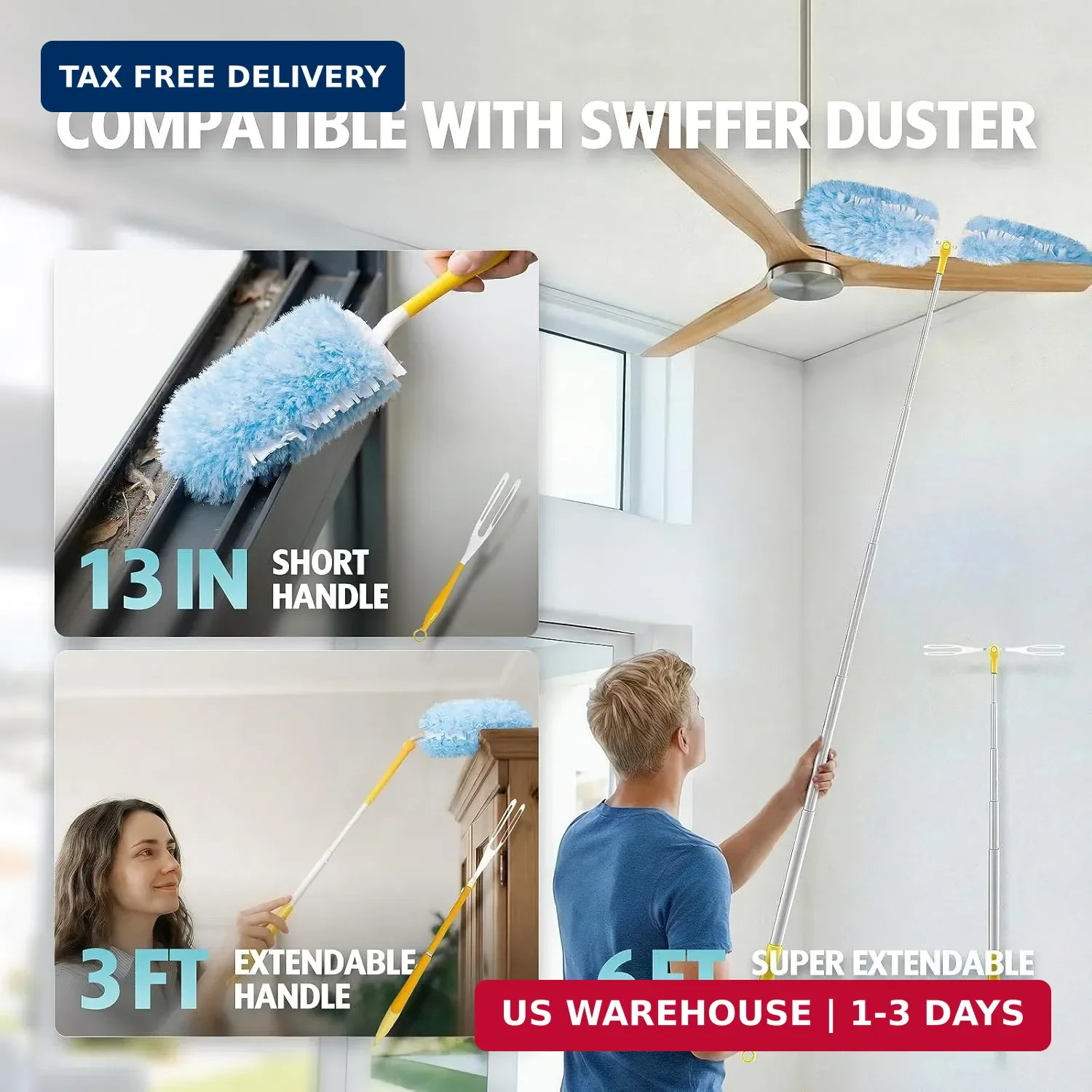 Duster Refill for Swiffer Duster, 30 Count Heavy Duty 2 Side 360° Duster Refills