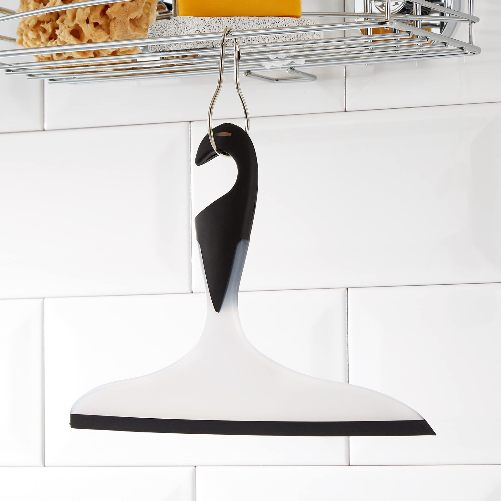Squeegee Bathroom Wiper Streak Free Plastic Rubber Shower Cleaner with Hook 23cm