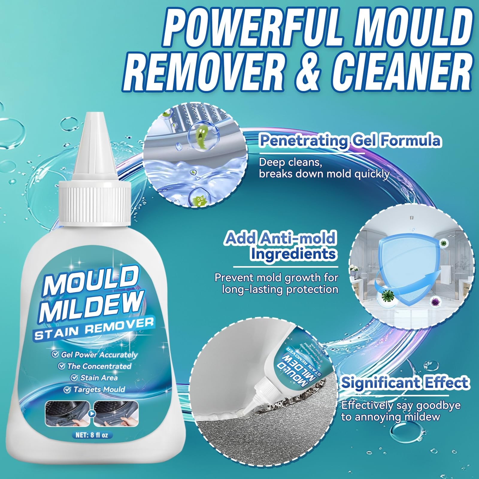 HomeMold Stain Remover Gel, 8 Fl Oz Heavy Duty Stain Cleaner for Washing Mach…