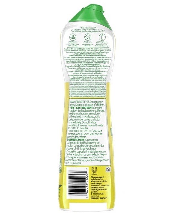 2 X Vim LEMON SCENT Multi-Purpose CREAM Cleaner 2 Large X 500ML Bottles IMPORTED